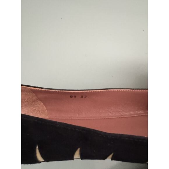 Alaia Paris Designer Suede Back Yellow Striped Ballet Flats Size 37 Never Worn - Picture 7 of 8